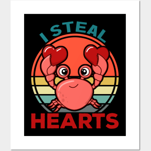 I Steal Hearts Crab Valentine's day Posters and Art